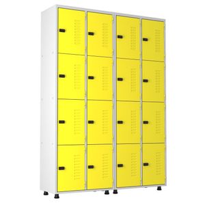 Armário Roupeiro Aço 16 Portas Academia Guarda Volume Trinco Amarelo