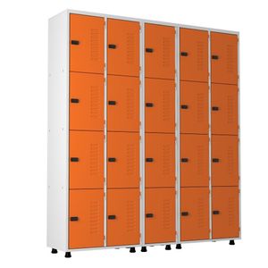 Armário Roupeiro Aço 20 Portas Academia Guarda Volume Trinco Laranja
