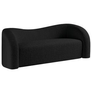 Sofá Curvo 3 Lugares Orgânico Sala Recepção Escritório Coréia 180cm Linho Cor Preto