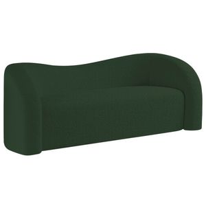 Sofá Curvo 3 Lugares Orgânico Sala Recepção Escritório Coréia 200cm Linho Cor Verde