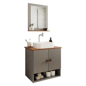 Gabinete Arm Banheiro Deli 2 Portas Com Cuba Oxford Branca Titanium nature