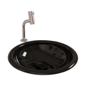 Cuba Sobrepor Lume C Torneira Inox Curva Válvula Click Black Preto Brilho