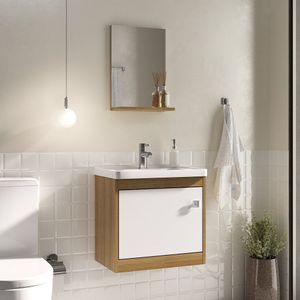 Conjunto De Móveis Para Banheiro C00525 Lâmina Mel Branco