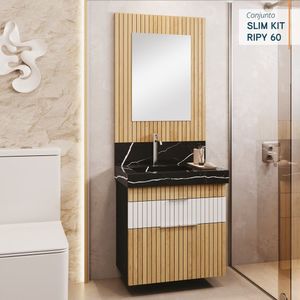 Conjunto Completo Para Banheiro Slim Kit Ripy 60cm Preto