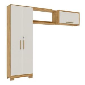 Conjunto Para Lavanderia Com 3 Peças 100% Mdf Vicenza Espresso Móveis Amêndoa Off White