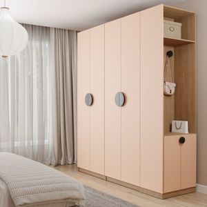 Guarda Roupa Modulado Joy 3 Peças Com Cabideiro Gaveteiro E Sapateira Cabecasa Madeiramadeira Salmão-avena