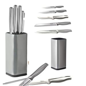 Kit Suporte De Facas E 5 Facas Cozinha Platinum Inox Premium