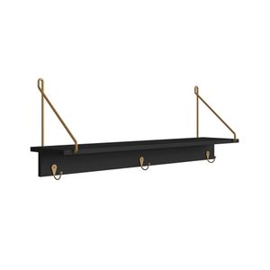 Prateleira Decorativa Multiuso Com 3 Ganchos Nero-dourado