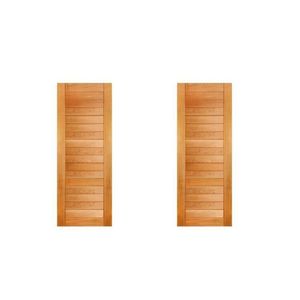 Kit Com 2 Folhas De Porta Madeira Tauari 210x80cm Malta Mapaf Marrom Claro