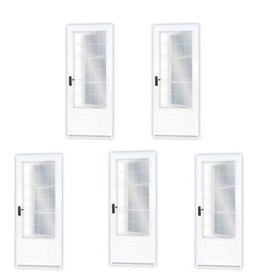 Kit Com 5 Portas De Aço Postigo 215x85cm Com Grade Quadrada Minas Sul Mgm Branco