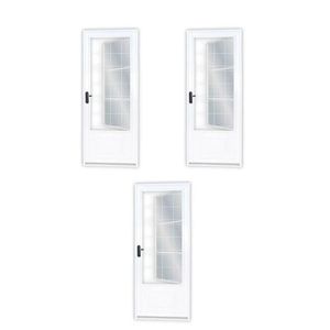 Kit Com 3 Portas De Aço Postigo 215x85cm Com Grade Quadrada Minas Sul Mgm Branco