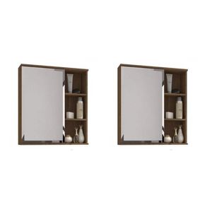 Kit Com 2 Espelheiras Para Banheiro 1 Porta 3 Prateleiras Treviso Branco