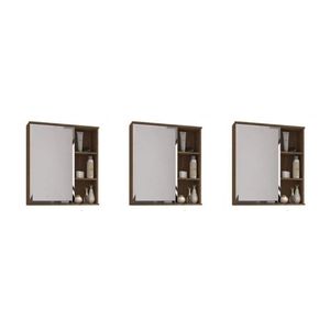 Kit Com 3 Espelheiras Para Banheiro 1 Porta 3 Prateleiras Treviso Branco