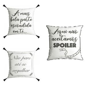 Kit 3 Capas Para Almofada Aveludada Dolce 43x43 Cm Preto