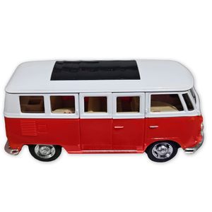 Carro Miniatura Metal Fricção Carrinho Action C/ Som E Luz Perua Kombi