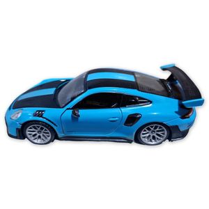 Carro Miniatura Metal Fricção Carrinho Action C/ Som E Luz Porsche 911 Gt2 Azul
