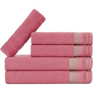 Jogo De Toalhas Luxury Soft Beka Banho + Rosto + 1 Piso Luxo Rosê
