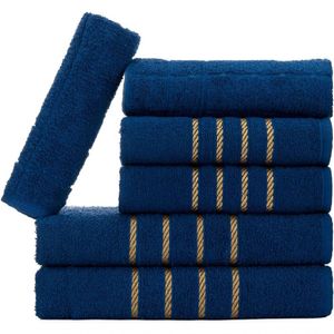 Jogo De Toalha Montreal Banhão + Rosto + Tapete Piso Luxuoso 100% Algodão Azul Marinho