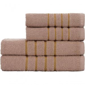 Jogo De Toalha Montreal Banho + Rosto Dourado 100% Algodão Alta Absorção Bege