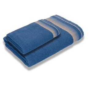 Jogo Com Toalhas Luxury Soft Beka 1 Banho + 1 Rosto Luxo Azul