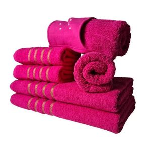 Jogos De Toalhas 2 Banhos 2 Rosto 2 Tapetes 6pçs Rosa