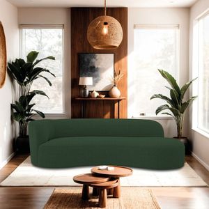 Divã Recamier Orgânico Tokyo 180cm Lado Direito Linho - Amarena Móveis Cor Verde