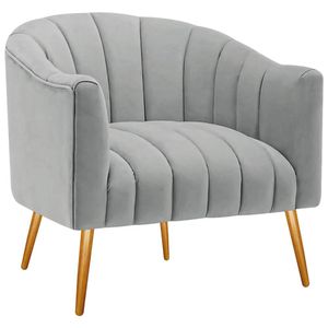 Poltrona Decorativa Sala De Estar Recepção Senna Bouclé - Amarena Móveis Cor Cinza
