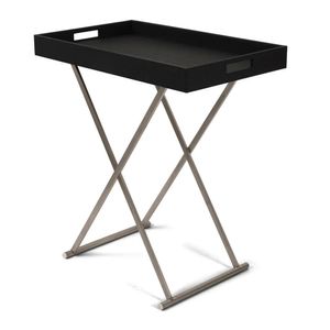 Mesa Bandeja Em Pu E Metal Preto