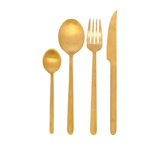 Faqueiro 24 Peças Cromus De Aço Inox Dourado Fosco Slim