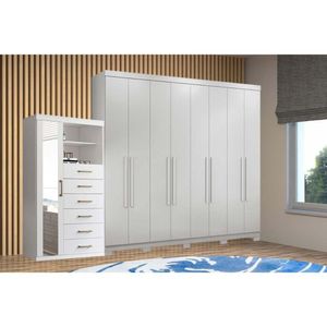 Guarda Roupa 2 Peças 1 Guarda Roupa + 1 Cômoda QC145 Branco Santos Andirá