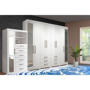 Guarda Roupa 2 Peças 1 Guarda Roupa + 1 Cômoda QC129 Branco Santos Andirá