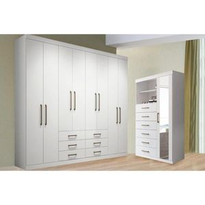 Guarda Roupa 2 Peças 1 Guarda Roupa + 1 Cômoda QC117 Branco Santos Andirá