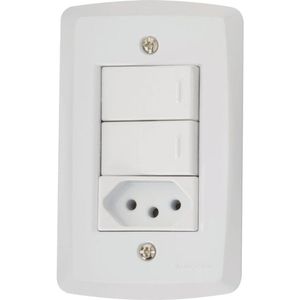 Conjunto 4 X 2 Com 2 Interruptores Simples 10a 250v E 1 Tomada 2p+t 20a 250v Lux2 Branco - Tramontina