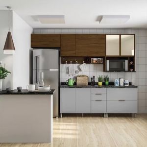 Cozinha Completa Bartira Rubi Com 7 Portas E 5 Gavetas - 280 Grapia Platinum