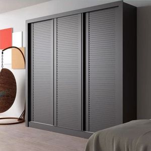 Guarda-roupa Casal Bartira Village Com 3 Portas Ripadas, 4 G Grafite