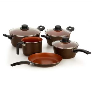 Conjunto De Panelas 5 Peças Multiflon Terracota Antiaderente Marrom