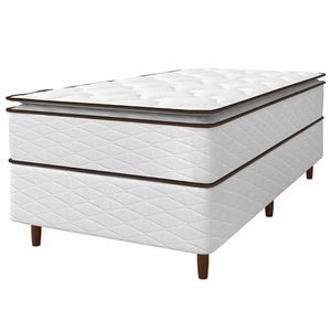 Cama Box De Solteiro Umaflex New Itália Com Molas Ensacadas Branco Com Marrom