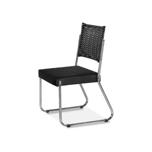 Mesa De Jantar Aço Nobre Claudia Com Tampo Kanon E 6 Cad Preto
