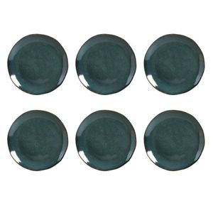 Conjunto De Pratos Rasos Porto Brasil Orgânico Oceano Azul