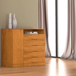 Cômoda Braga 5 Gavetas E 1 Porta Peroba Made Marcs