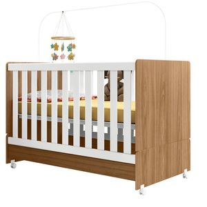 Berço Mini Cama 2 Em 1 Encanto Nature Branco Plla