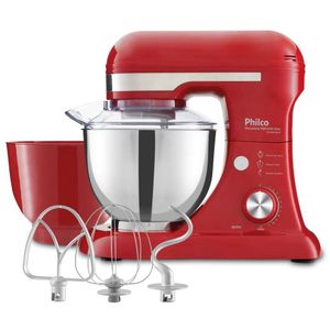 Batedeira Planetária Philco Vermelho PBP600V Turbo Inox Double Bowl 800W 127V