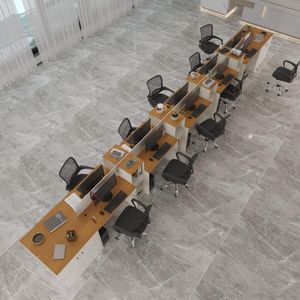 Estação De Trabalho 10 Lugares Smart Office 10 Mesas 8 Armários 4 Aparadores Off White E Cedro