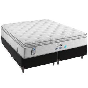 Cama Box Preto E Colchão Confort Gel Molas Ensacadas Com Pillow Top King Sealy