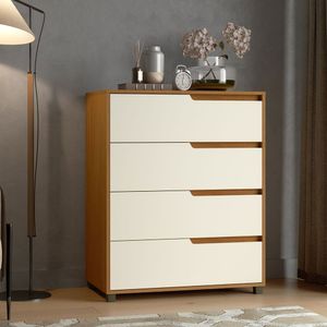 Cômoda Em Mdf Com 4 Gavetas 80cm X 104cm X 45cm Monet Nature Champanhe