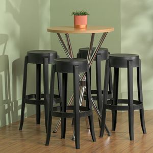 Conjunto 4 Banquetas Shine Plus 74,6 X37,4 X 37,4 Preto