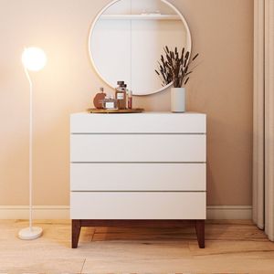 Cômoda 4 Gavetas Em Madeira E Mdf Fresh Branco Imbuia