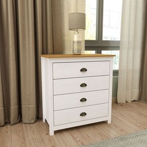 Cômoda 4 Gavetas Madeira Maciça Topazio Branco Freijó