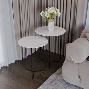 Conjunto Mesa De Canto Trude 55cm X 45cm X 45cm Branco Preto
