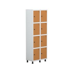 Armário Locker Guarda Roupa 8 Portas Aço Grp 502-8 Branco Laranja Picasso